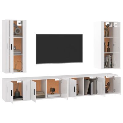 vidaXL Ensemble de meubles TV 6 pcs Blanc brillant Bois d'ingénierie