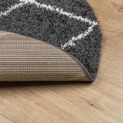 vidaXL Tapis shaggy à poils longs moderne noir et crème Ø 80 cm