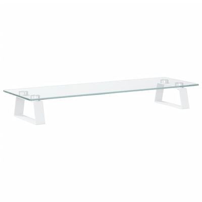 vidaXL Support de moniteur blanc 60x20x8 cm verre trempé et métal