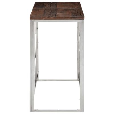 vidaXL Table console argenté acier inoxydable et bois de mélèze massif