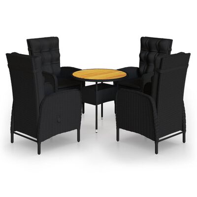 vidaXL Ensemble de bistro de jardin 5 pcs Résine tressée Noir