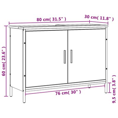 vidaXL Armoire lavabo de salle de bain noir 80x30x60 cm