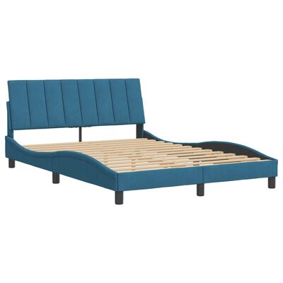 vidaXL Cadre de lit sans matelas bleu 140x190 cm velours