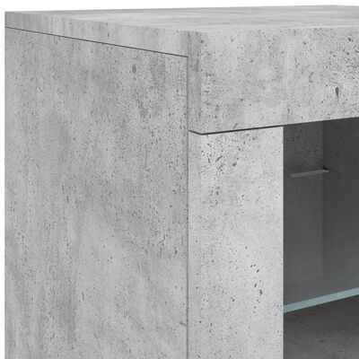 vidaXL Buffet avec lumières LED gris béton 123x37x67 cm