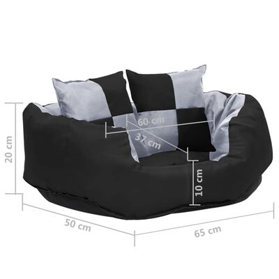 vidaXL Coussin réversible lavable pour chien Gris et noir 65x50x20 cm