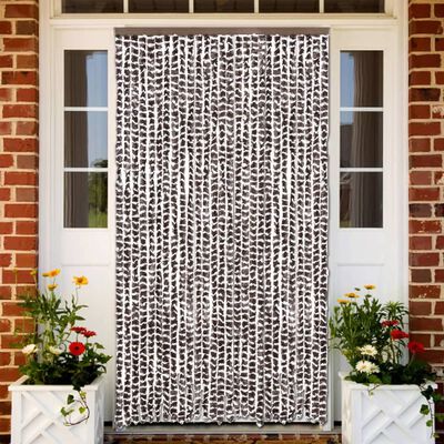 vidaXL Rideau anti-mouches marron et blanc 118x220 cm chenille