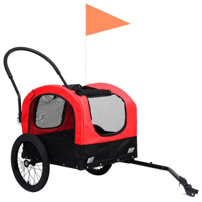 vidaXL Remorque de vélo pour chiens et poussette 2-en-1 rouge et noir