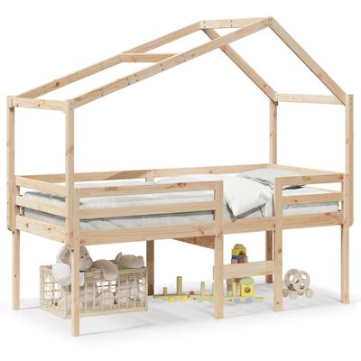 vidaXL Lit haut avec toit 75x190 cm bois de pin massif