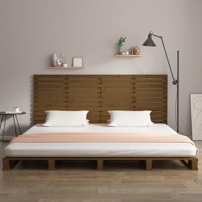 vidaXL Tête de lit murale Marron miel 156x3x91,5 cm Bois massif de pin