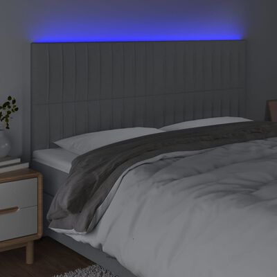 vidaXL Tête de lit à LED Gris clair 180x5x118/128 cm Tissu