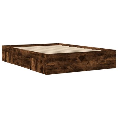 vidaXL Cadre de lit sans matelas chêne fumé 120x190 cm bois ingénierie