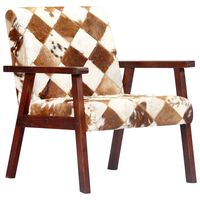 vidaXL Fauteuil blanc et marron cuir véritable de chèvre