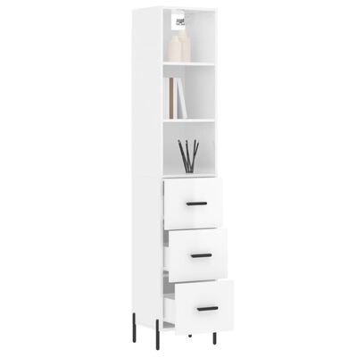 vidaXL Buffet haut Blanc brillant 34,5x34x180 cm Bois d'ingénierie