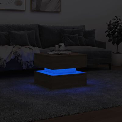vidaXL Table basse avec lumières LED chêne sonoma 50x50x40 cm