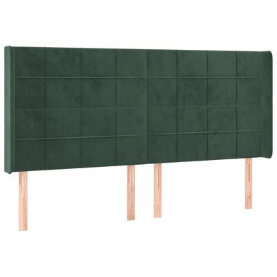 vidaXL Tête de lit à LED Vert foncé 203x16x118/128 cm Velours