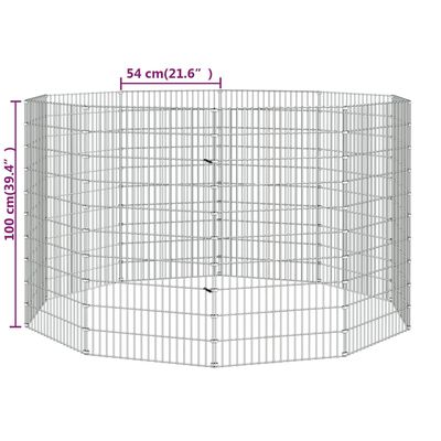 vidaXL Enclos d'animaux en liberté 10 panneaux 54x100 cm fer galvanisé