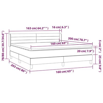 vidaXL Sommier à lattes de lit avec matelas Gris clair 160x200cm Tissu