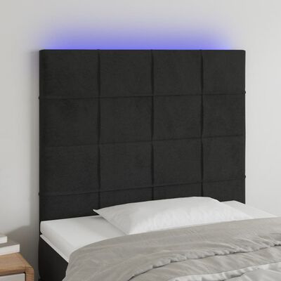 vidaXL Tête de lit à LED Noir 100x5x118/128 cm Velours