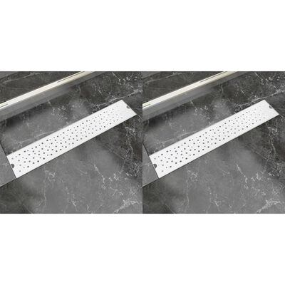 vidaXL Drain de douche linéaire 2 pcs 630 x 140 mm Acier inoxydable