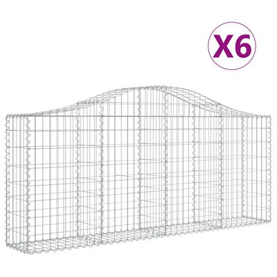 vidaXL Paniers à gabions arqués 6 pcs 200x30x80/100 cm Fer galvanisé