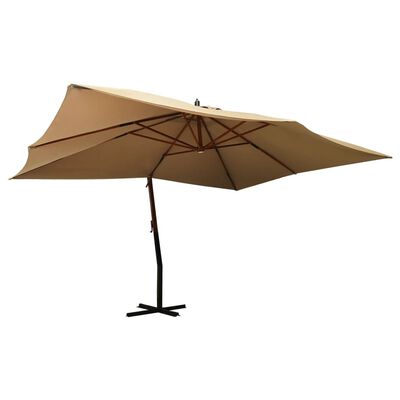 vidaXL Parasol en porte-à-faux avec mât en bois 400x300 cm Taupe