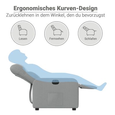 vidaXL Fauteuil inclinable électrique Gris clair Tissu