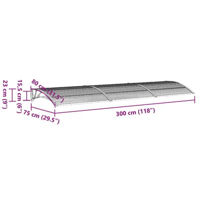 vidaXL Auvent de porte Gris 300x75 cm Polycarbonate