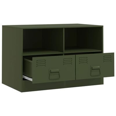 vidaXL Meuble TV vert olive 67x39x44 cm acier