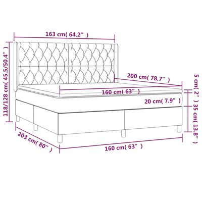 vidaXL Sommier à lattes de lit avec matelas Bleu 160x200 cm Tissu