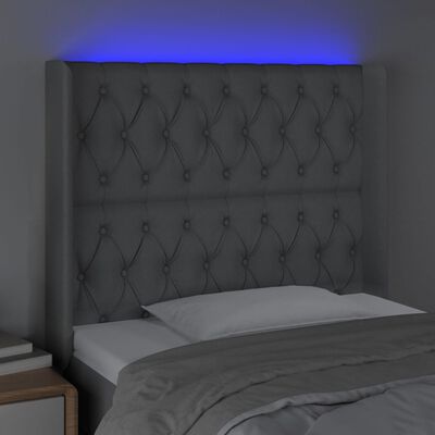 vidaXL Tête de lit à LED Gris clair 93x16x118/128 cm Tissu