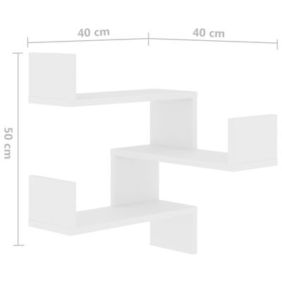 vidaXL Étagères murales d'angle 2 pcs Blanc 40x40x50cm bois ingénierie