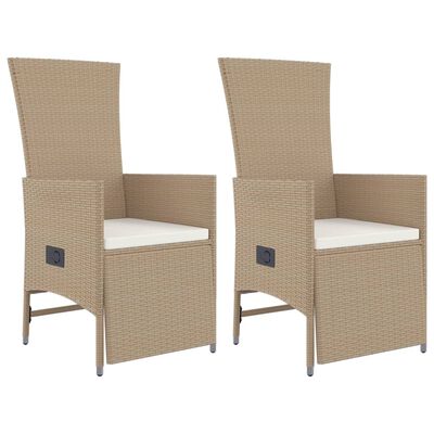 vidaXL Ensemble à manger de jardin et coussins 3 pcs Beige poly rotin