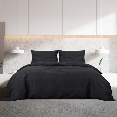 vidaXL Ensemble de housse de couette Noir 200x200 cm Coton