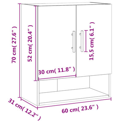 vidaXL Armoire murale chêne marron 60x31x70 cm bois d'ingénierie