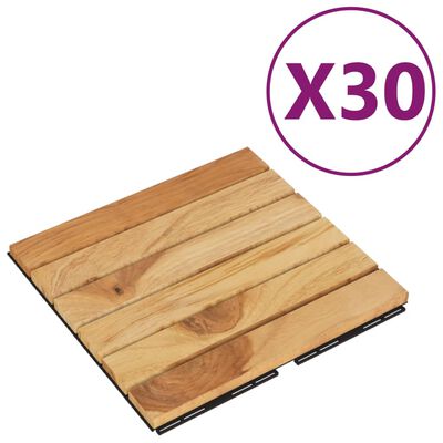 vidaXL Tuiles de terrasse 30 pcs 30x30 cm bois massif teck vertical