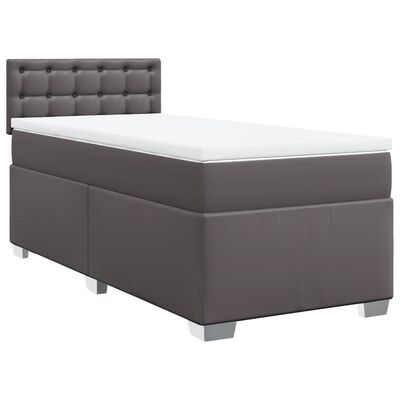 vidaXL Sommier à lattes de lit avec matelas Gris 90x190 cm Similicuir