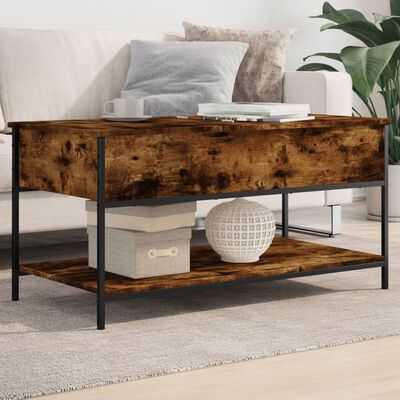 vidaXL Table basse chêne fumé 100x50x50 cm bois d'ingénierie et métal