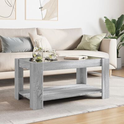 vidaXL Table basse avec LED sonoma gris 93x53x45 cm bois d'ingénierie