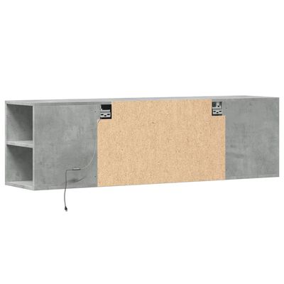 vidaXL Meuble TV mural avec lumières LED gris béton 135x31x39,5 cm