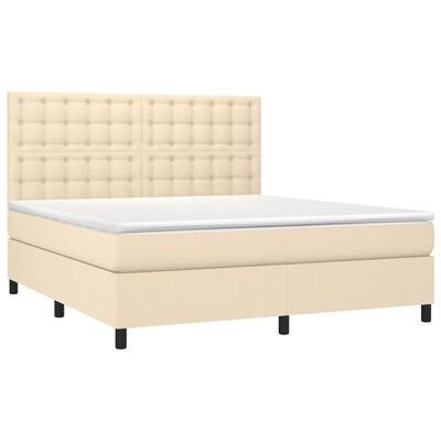 vidaXL Sommier à lattes de lit avec matelas Crème 160x200 cm Tissu