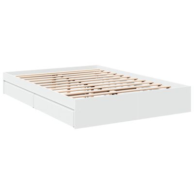 vidaXL Cadre de lit avec tiroirs blanc 150x200 cm bois d'ingénierie