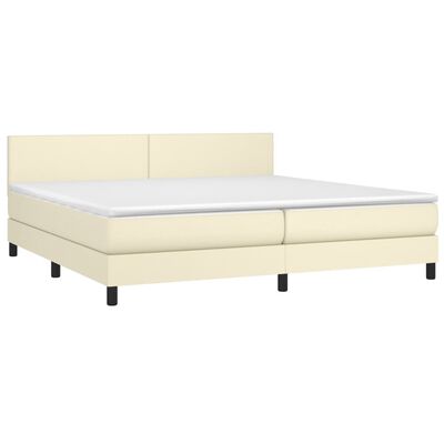 vidaXL Sommier à lattes de lit avec matelas et LED Crème 200x200 cm