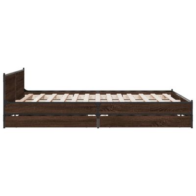 vidaXL Cadre de lit avec tiroirs sans matelas chêne marron 135x190 cm