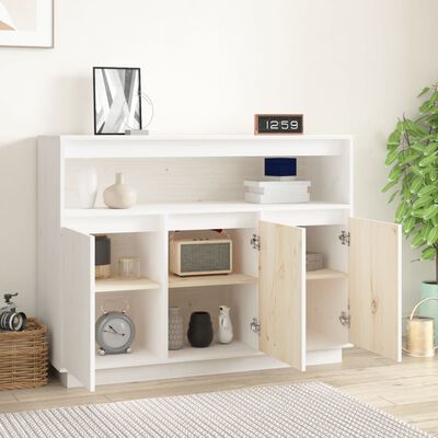 vidaXL Buffet Blanc 104,5x34x80 cm Bois massif de pin