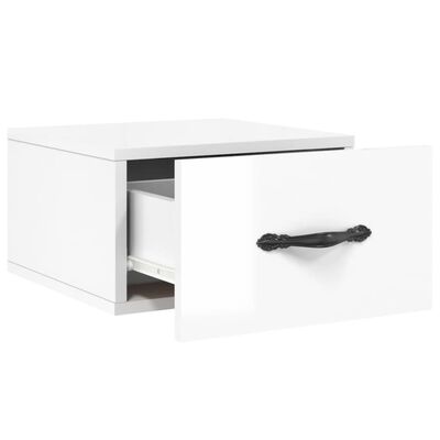 vidaXL Tables de chevet murales 2 pcs blanc brillant 35x35x20 cm