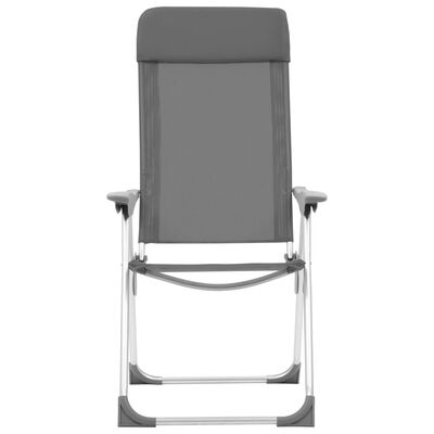 vidaXL Chaises de camping pliables lot de 2 Gris Aluminium