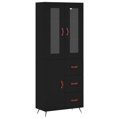 vidaXL Buffet haut Noir 69,5x34x180 cm Bois d'ingénierie