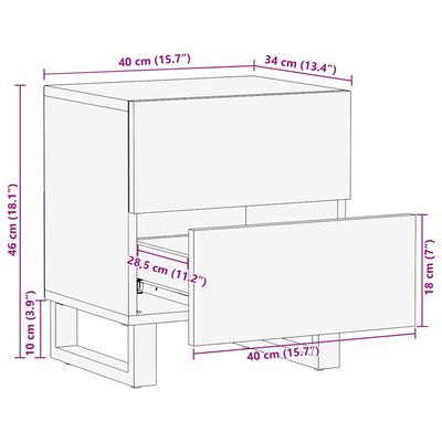 vidaXL Tables de chevet 2 pcs 40x34x46 cm bois massif de récupération