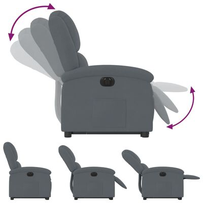 vidaXL Fauteuil inclinable électrique gris foncé velours