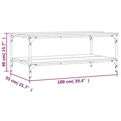 vidaXL Table basse sonoma gris 100x55x40 cm bois d'ingénierie